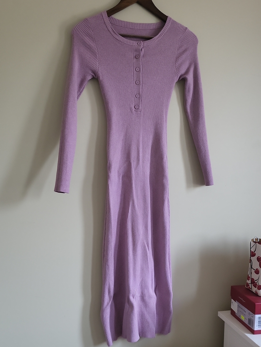 Dazy Ribbed Maxi Knit Dress In Lilac